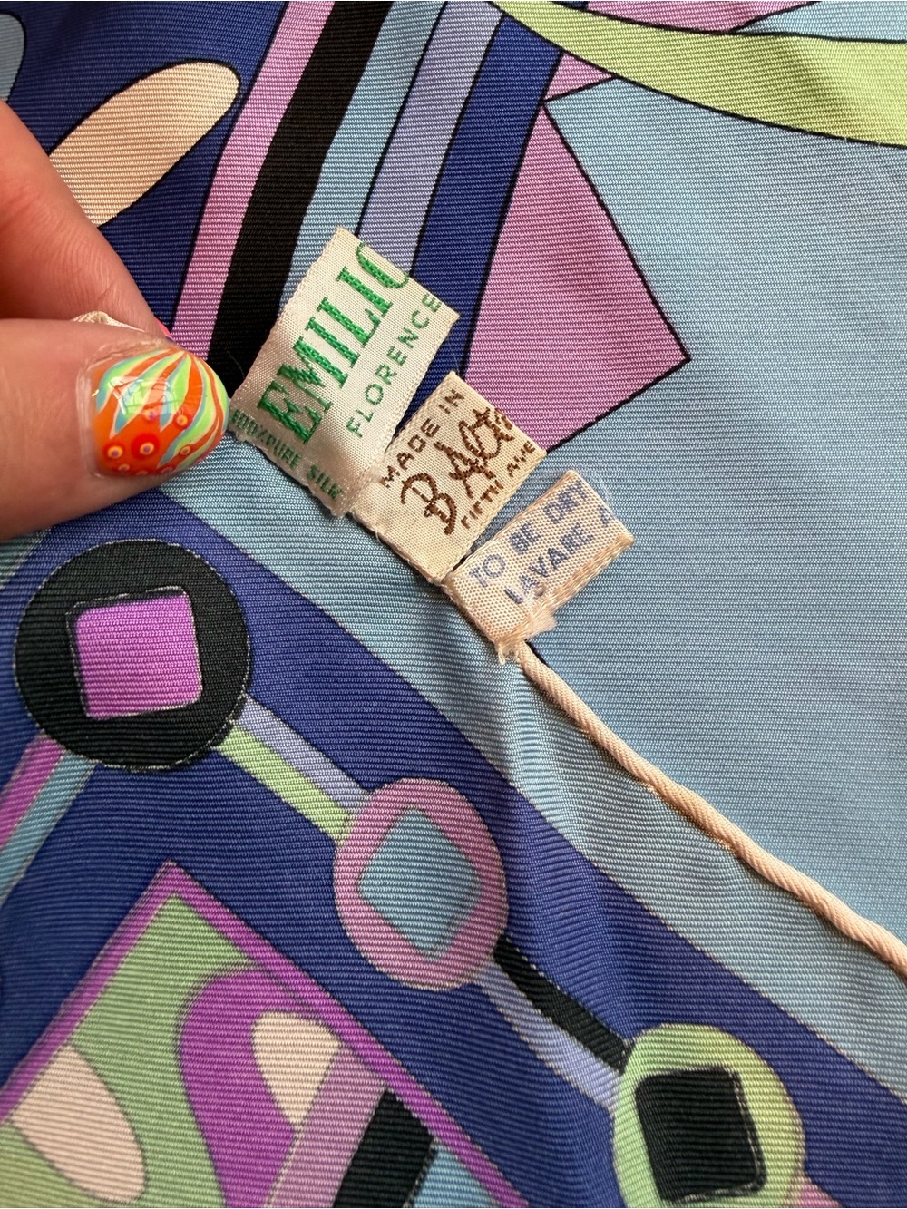 Emilio Pucci Italy Pastel Geometric Silk Scarf - Picture 5 of 6